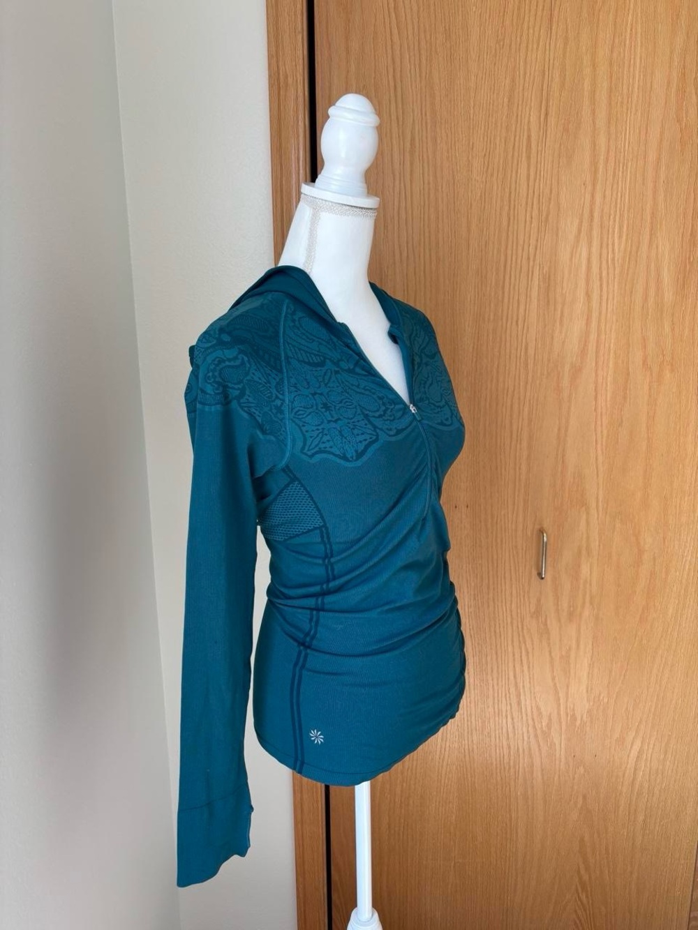 Athleta Teal Half-Zip Hooded Long-Sleeve Top - Picture 2 of 6